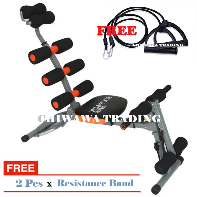 Six Pack Abs Gym Fitness Exercise Bench Sit Up Machine + Resistance