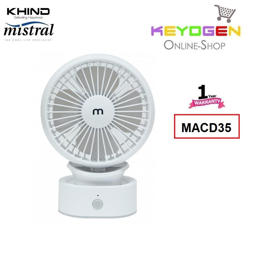 MCO delivery KHIND Mistral USB Rechargable Mini Fan MACD35 Adjustable