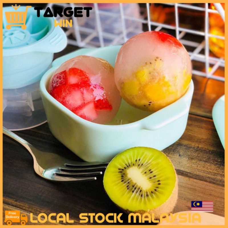 Silicone Ice Ball Mold Acuan Bola Ais Pembuat Bola Ais Wiski Kotak Box Ais Bulat Kotak Cetakan Ais Batu
