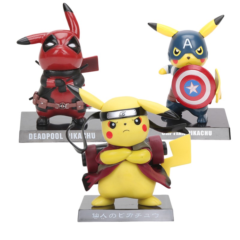 Pokemon Pikachu Cosplay Captain America 6" PVC Figure Toy Anime Collection Gift