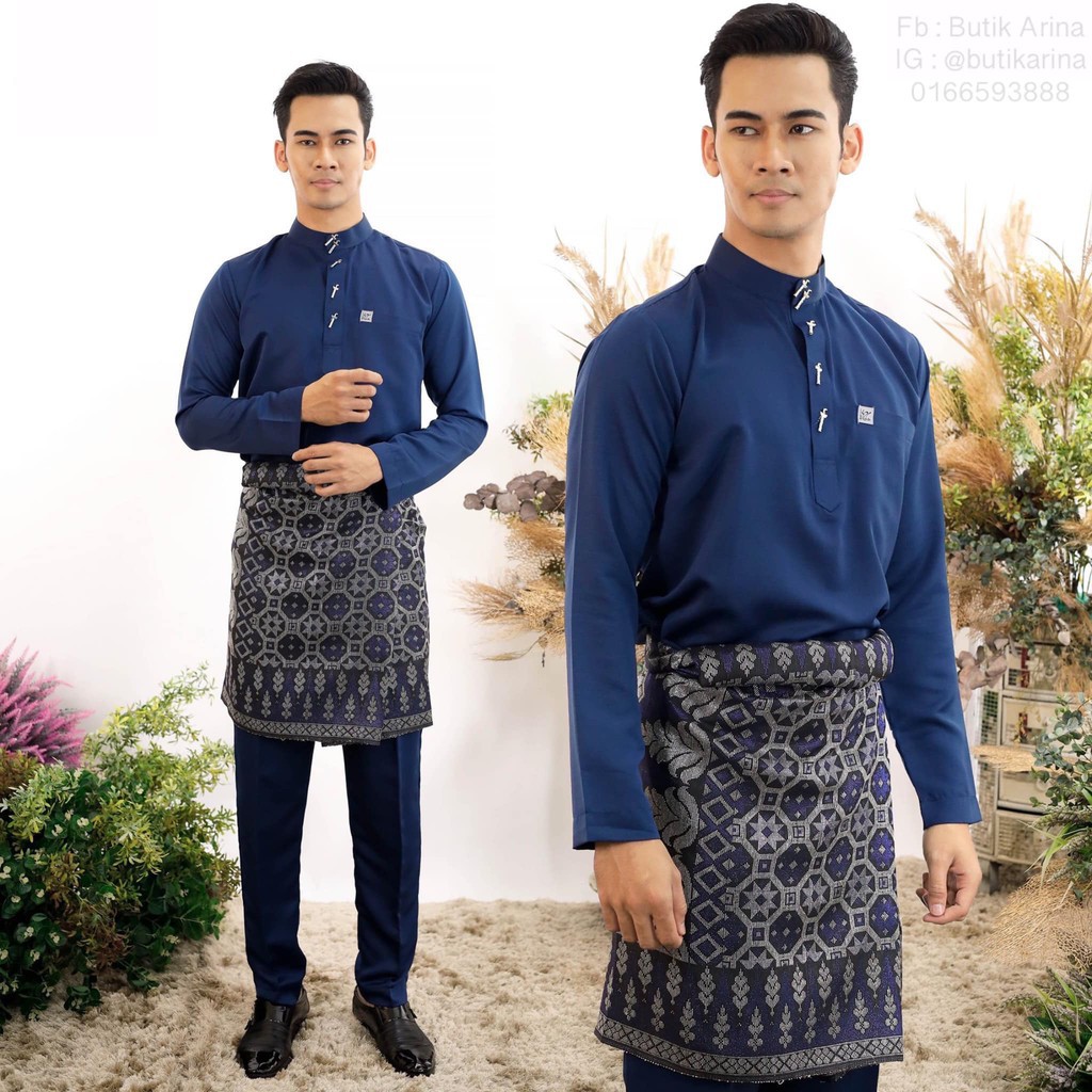 Baju melayu biru gelap