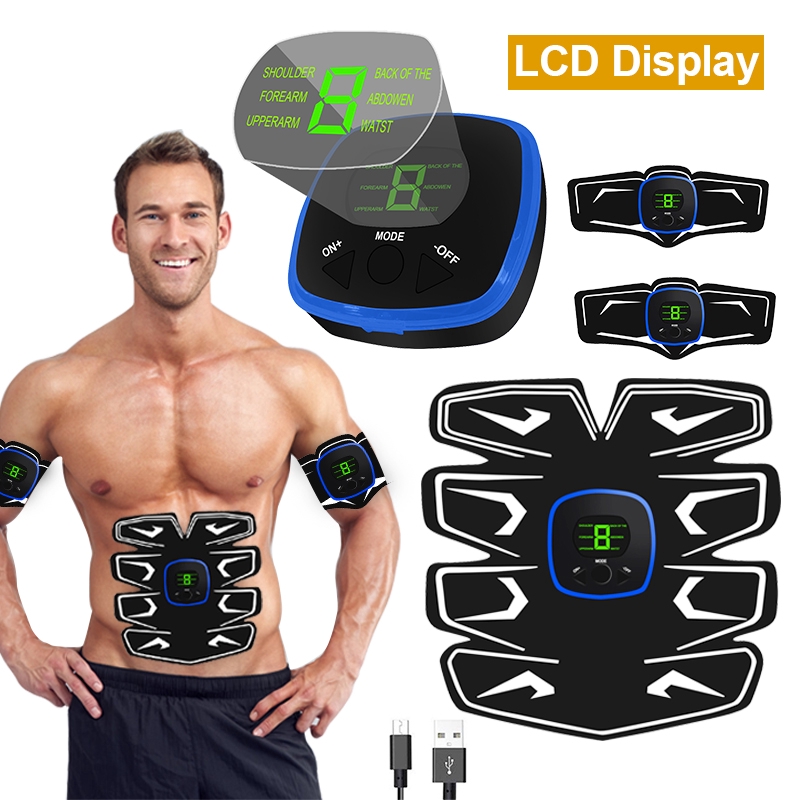 A-TION Electronic 8 Pads Abdominal Muscle Toner EMS Muscle Stimulator Trainer US 