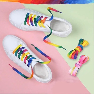 1 Pair Rainbow Flat Canvas Athletic Shoes laces Sport Sneaker Shoe Laces Boots 