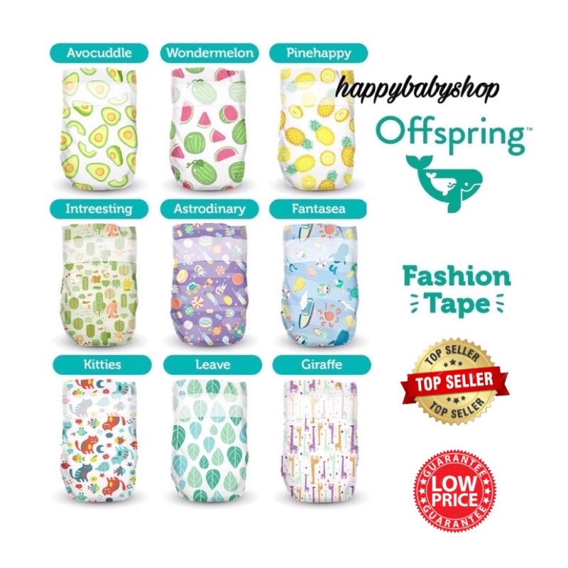 Offspring Fashion Baby Diapers Tape - NB,S,M,L,XL ( design randomly )