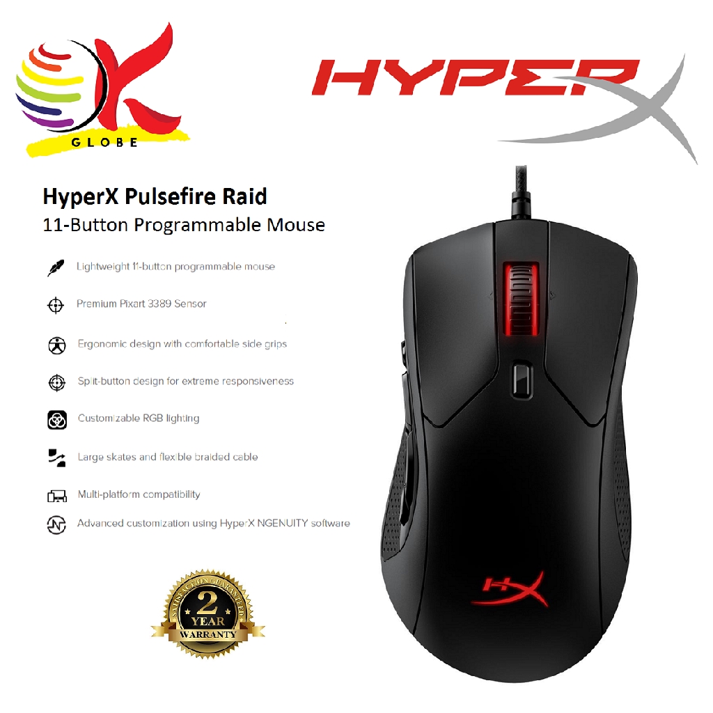 Hyper X Hyperx Pulsefire Raid 11 Button Programmable Button Wired Gaming Mouse With Rgb Light 