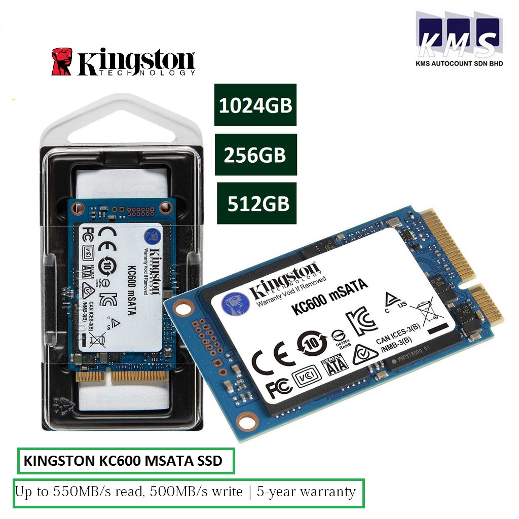 KINGSTON KC600 MSATA SSD ( 250GB / 512GB / 1024G ) Up to 550MB/s read
