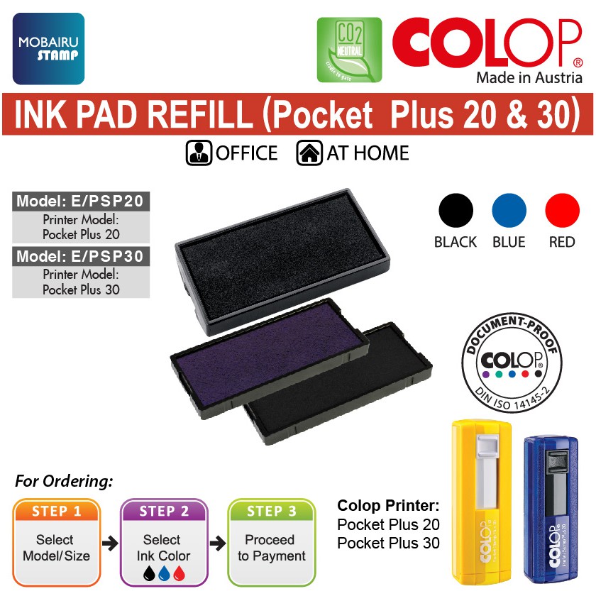 Ink Pad/Cartridges Refill for Self Inking Stamps COLOP Pocket Plus 20
