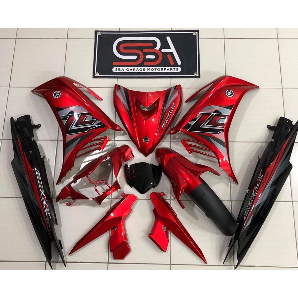 Coverset Bodyset Yamaha Hly Lc V4 V5 Merah Red Black Siap Tampal Original Genuine Yamaha Free Emblem Timbul Shopee Malaysia