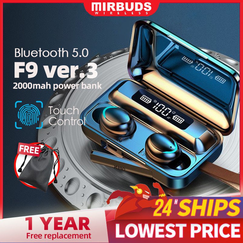 Original Amoi F9 Twoway call Bluetooth Headset with Power Display