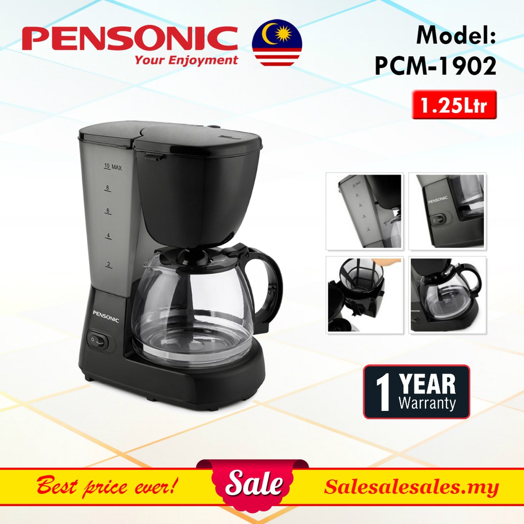 Pensonic PCM1902 Electric Coffee Maker 750W 1.25L Pembancuh Kopi Shopee Malaysia