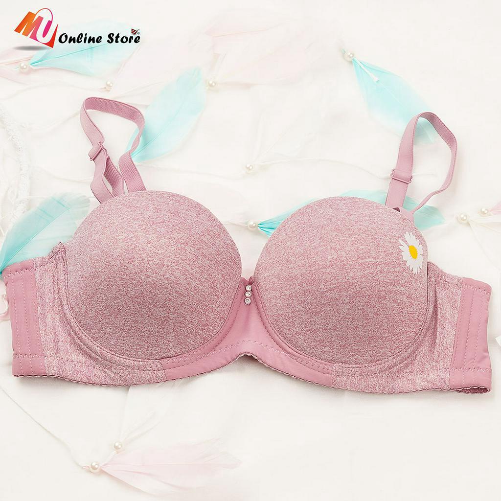 Sleep bra for middle-aged and elderly mothers autumn thin cotton vest bra  pure cotton underwear without steel ring bra Pink XXXL