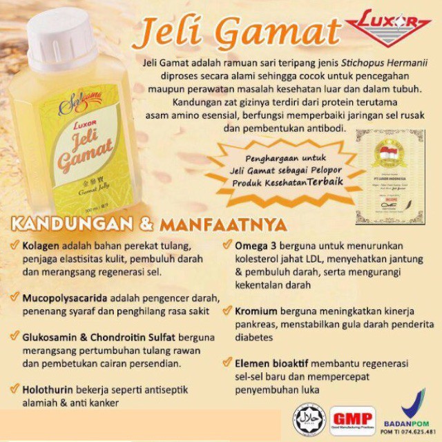 Luxor Jeli Gamat Jelly Gamat 350ml Luxor Gel Gamat 120gram 100 Original Shopee Malaysia