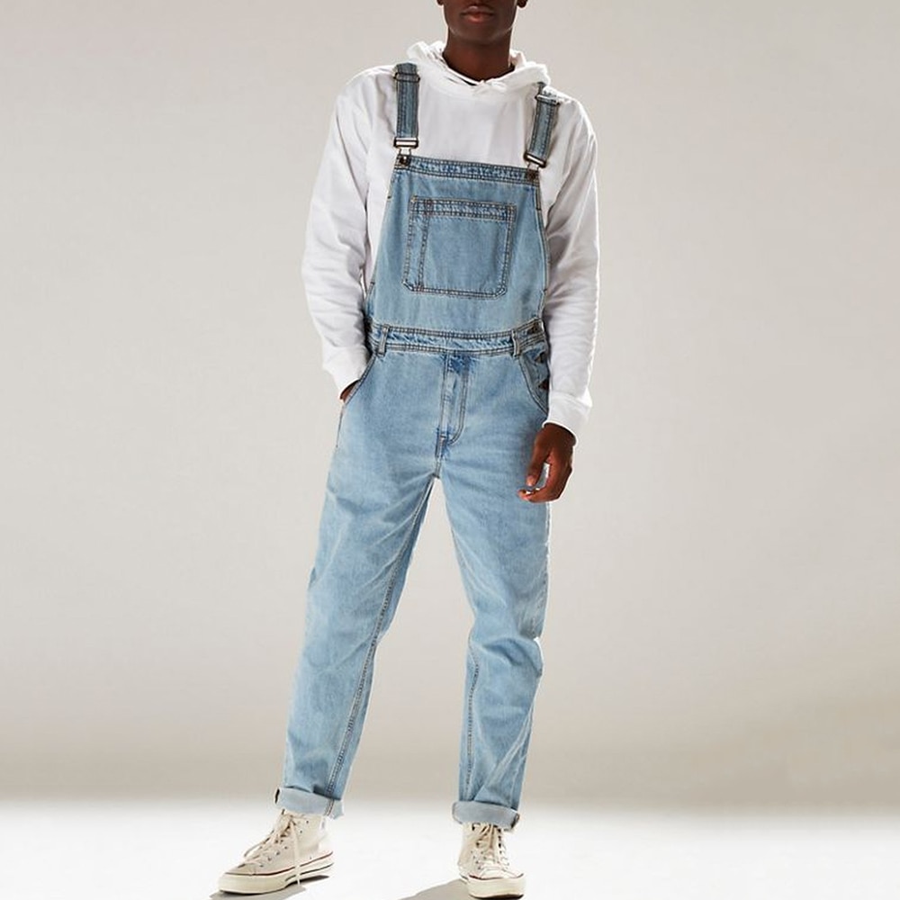 Hot Men S Denim Bib Pants Washed Full Length Jeans Jumpsuits Hip Hop Straight Jean Overalls For Men Streetwear New Male Jumpsuit D25 Shopee Malaysia