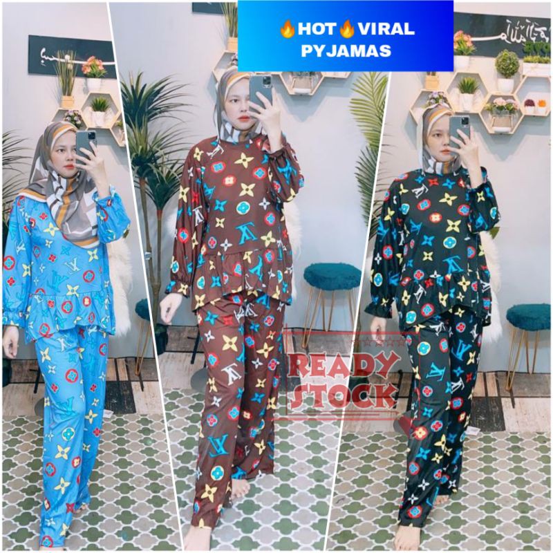 Pyjamas Outwear Baju Wanita Muslimah Lengan Panjang Fashion Women Long Sleeve Baju Tidur Shopee Malaysia