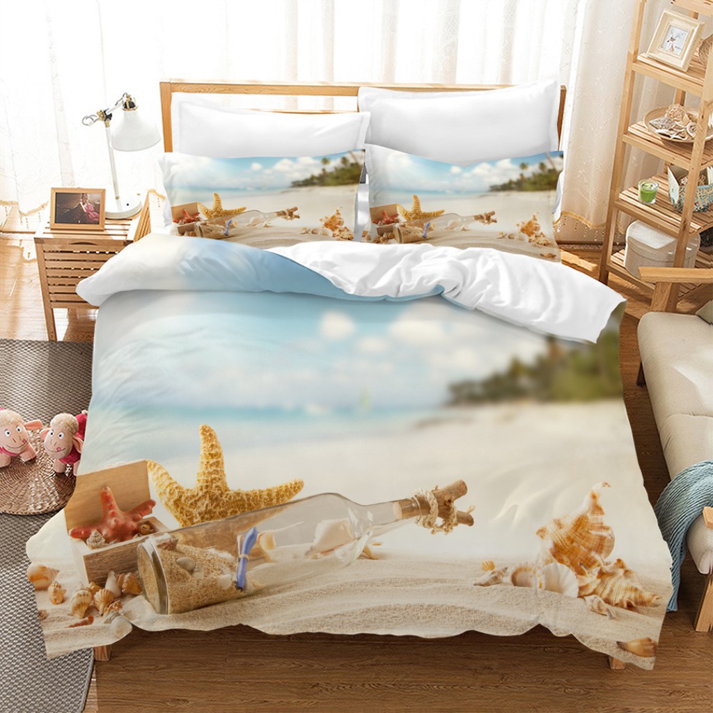 Four Piece Set Seashell Duvet Cover Set Bed Sheet Three Piece Set