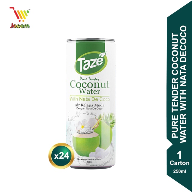 TAZE Pure Tender Coconut Water With Nata Decoco 1 Carton (24 x 250ml) [KL& Selangor Delivery Only]