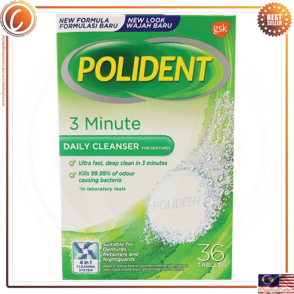 [EXP 10/2022] GSK Polident Denture Daily Cleanser 3 Minute Pembersih ...