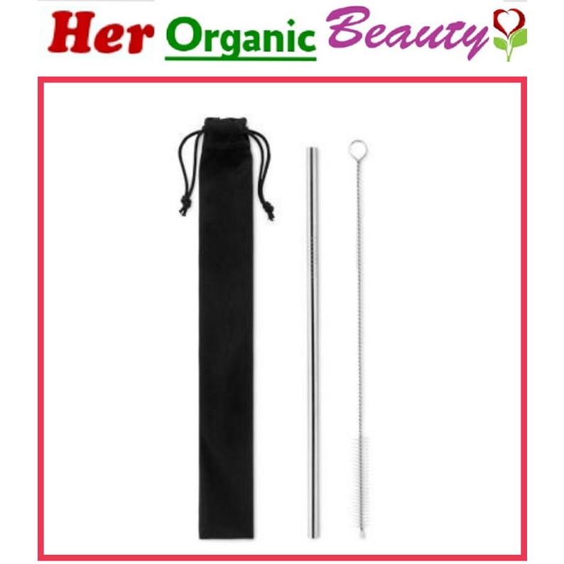 Stainless Steel Straw Set (3-Piece) w/ Black Pouch; Eco Friendly Souvenirs, Giveaways.