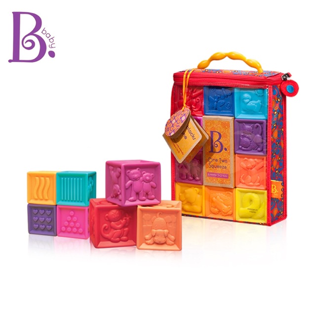 B.Toys One Two Squeeze Baby Blocks 10 Soft And Colourful Stacking ...