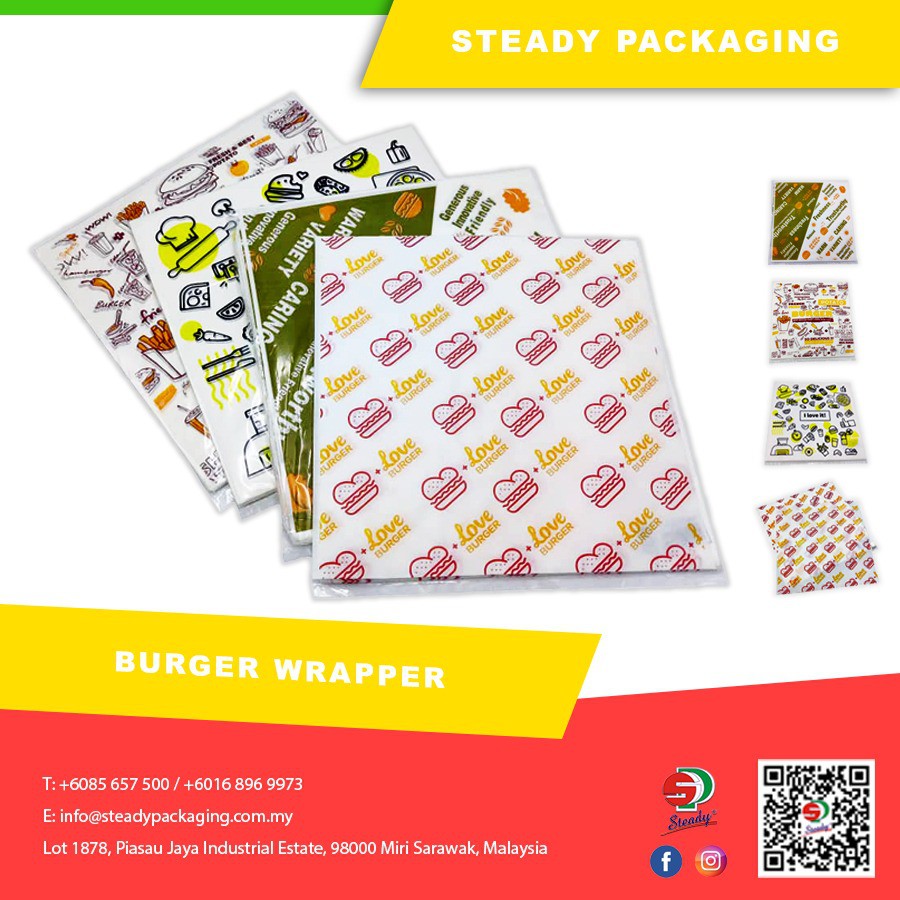 (100pcs) Burger Paper Burger Wrapping Paper Food Grade Wax Paper
