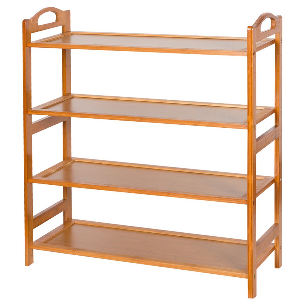 Ready Stock 4 Tier Natural Bamboo Solid Wooden Shoe Rack Book Shelf Storage Shopee Malaysia