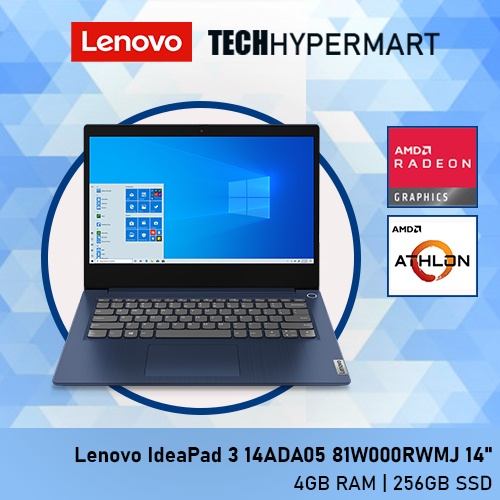 Lenovo IdeaPad 3 14ADA05 81W000RWMJ / 81W000RXMJ 14" Laptop/ Notebook (Athlon Gold 3150U, 4GB, 256GB, AMD Radeon, W10H)
