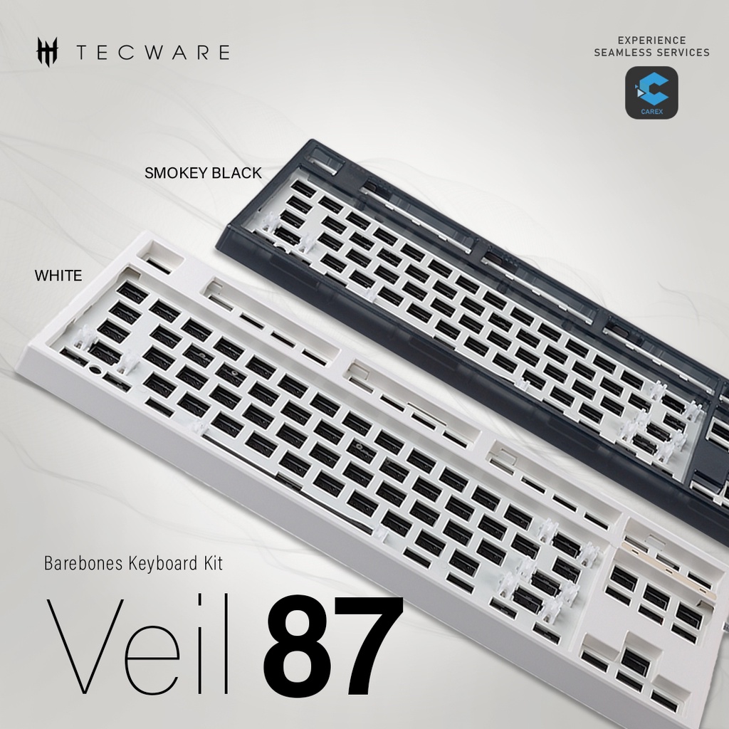  TECWARE Veil 87 Barebones Keyboard Kit [SMOKEY BLACK/WHITE