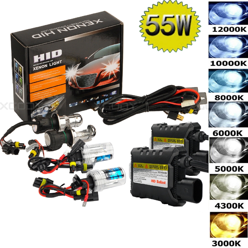 55W HID Xenon Headlight Conversion KIT Bulbs H1 H3 H4 H7 H11 9005 9006 ...