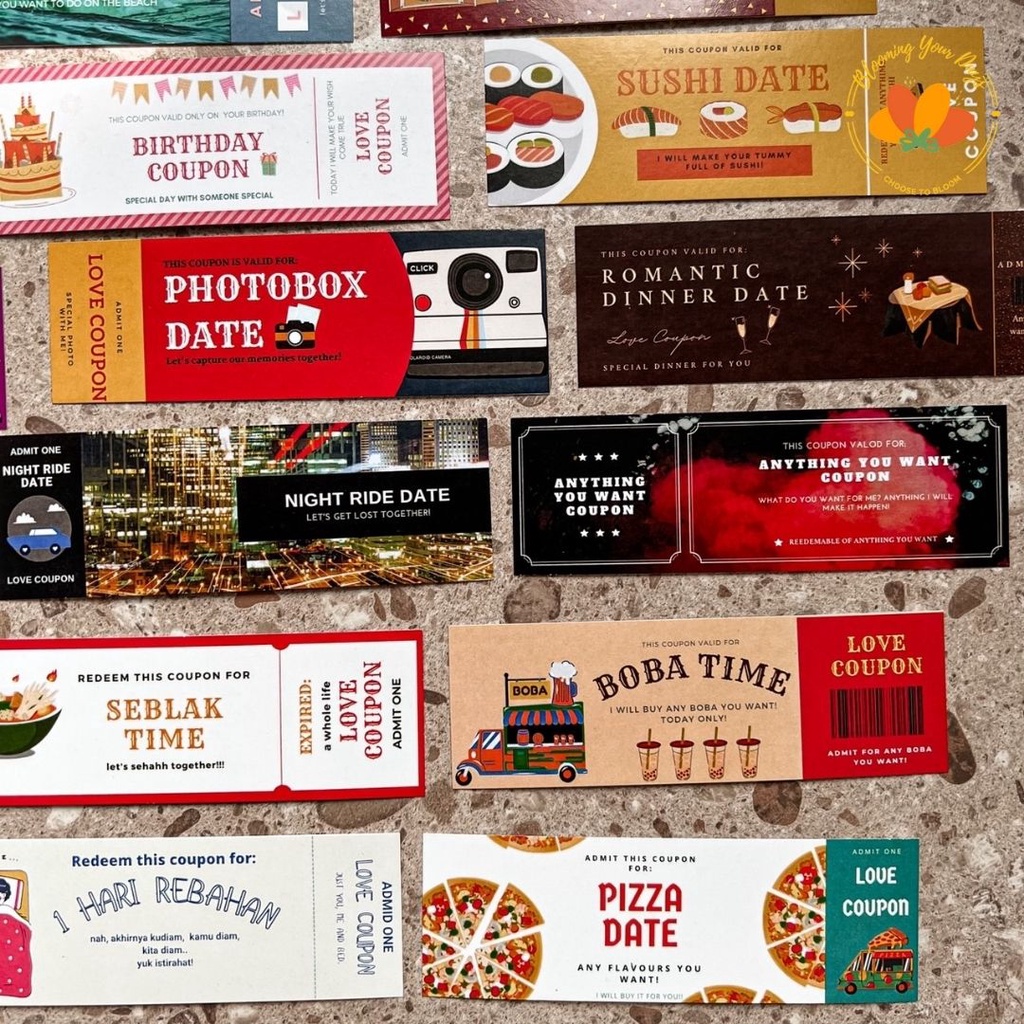 (PART 1) LOVE COUPON LOVE TICKET COUPON CUSTOM TICKET Unique GIFT
