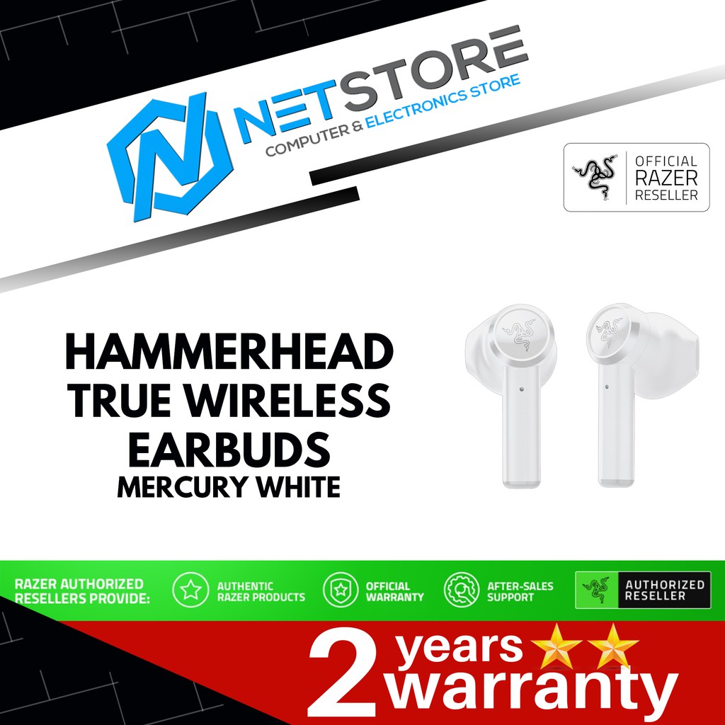 Razer Hammerhead True Wireless Earbuds Mercury White Rz12 R3m1 Shopee Malaysia