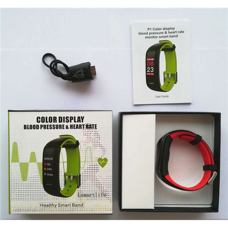 p1 color display blood pressure & heart rate monitor smart band