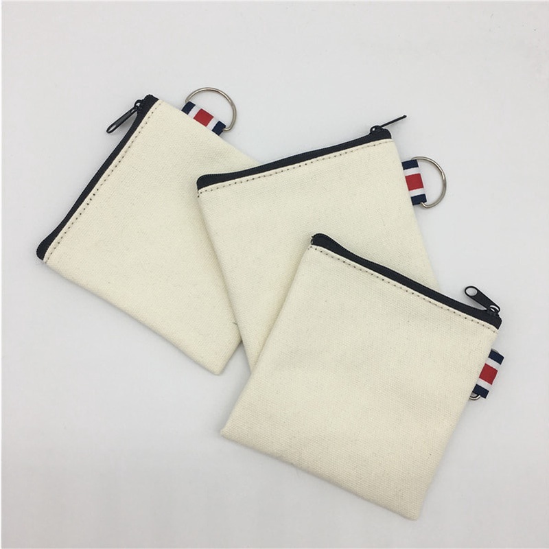 DIY Blank Hand-painted Canvas Bag Pure Zipper Coin Key Bag Money Pocket Women Men Creative Hand-held Coin Purse Small Wallet Kid