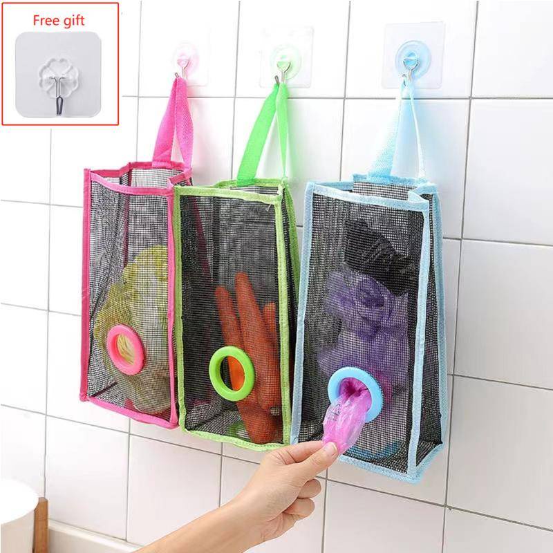 Kitchen Hanging Mesh Bag Organizer Dispenser Garbage/Trash Bags