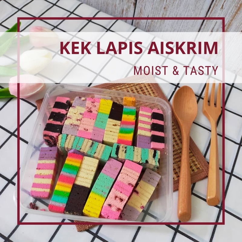 KEK LAPIS AISKRIM / COLOURFUL CAKE ICECREAM SUPER MOIST