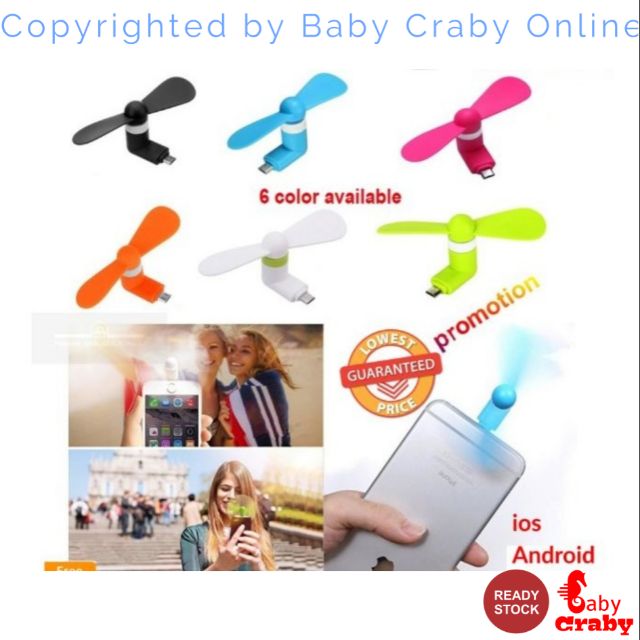 Kipas Mini USB / Mini Portable USB Fan Phone Fan Cooling Air Cooler Conditioner for Iphone and Android Micro USB Port