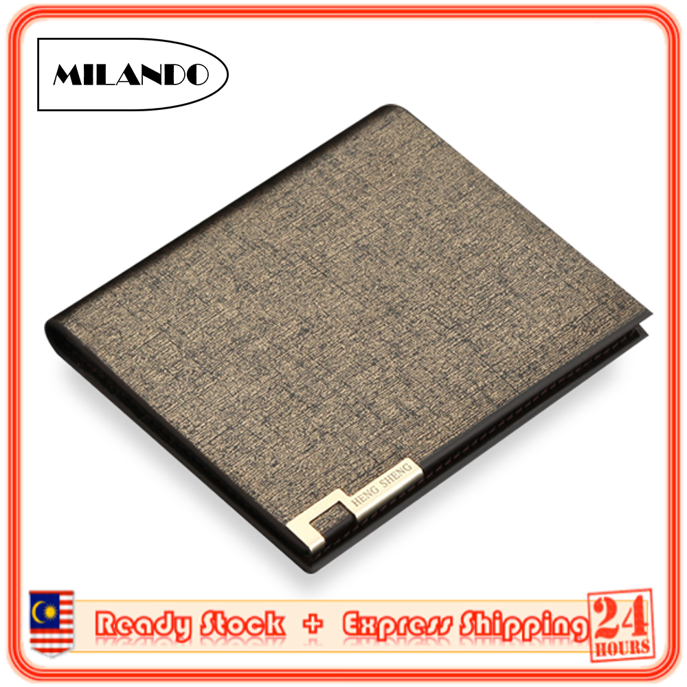 MILANDO Men Wallet Slim Bi-fold PU Leather Wallet Card Holder for Men Dompet Lelaki (Type 9)