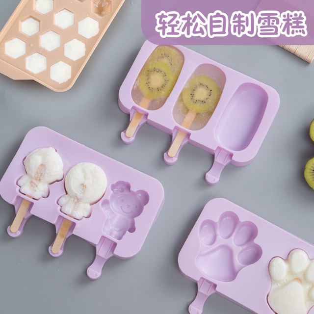 0148, Cute food grade silicone ice cream maker Mold free 50pcs stick, acuan buat ice cream