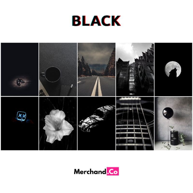 12 Pcs A5 Aesthetic Wall Poster Black Aesthetic Mini Poster Package