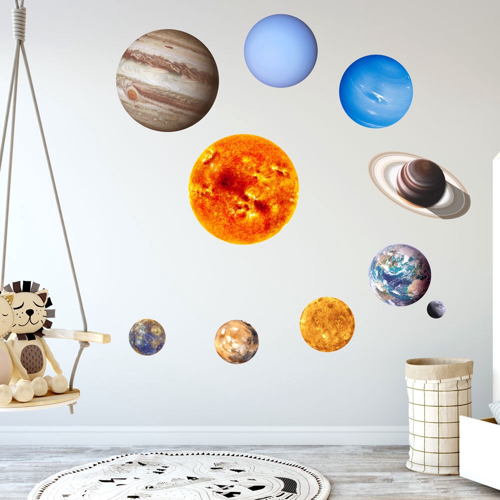 Solar System Nine Planets Luminous Moon Illuminate Sticker Bedroom Living Room Children S Room Luminous Wall Sticker