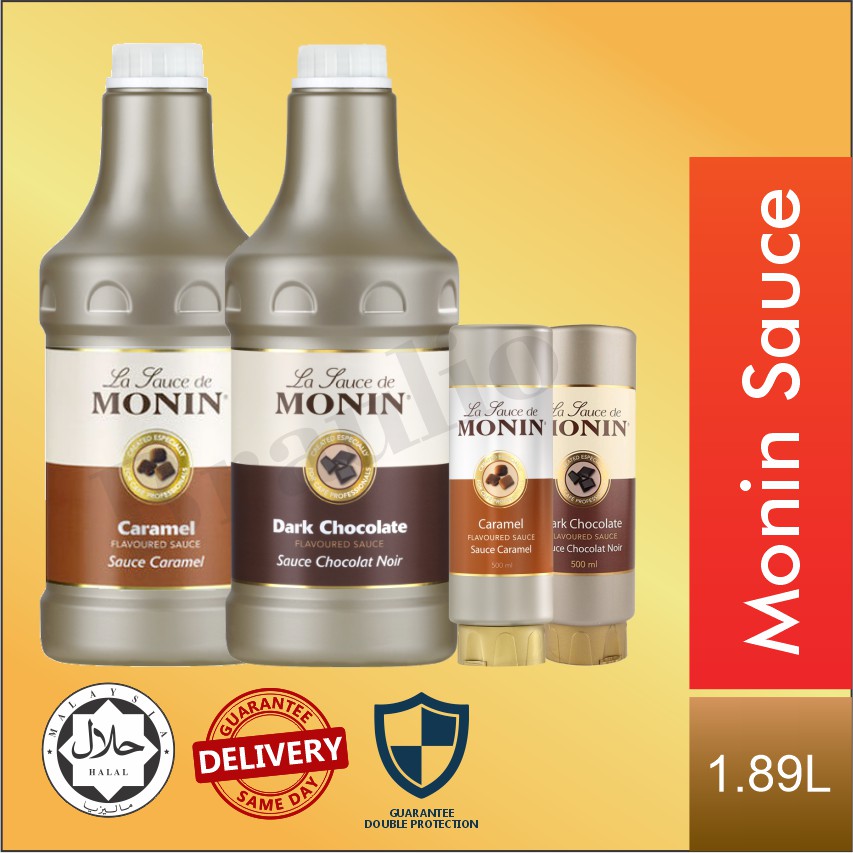 Monin Caramel Dark Chocolate Sauce Ice Blended Dessert Monin Sauce