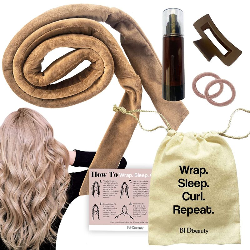 Heatless Hair Curler No Heat Curling Headband Heatless Overnight Natural Curls Rod Ribbon Lazy Hair Curler Wrap Kit for Long Hair Includes Bonus Airless Spray Bottle