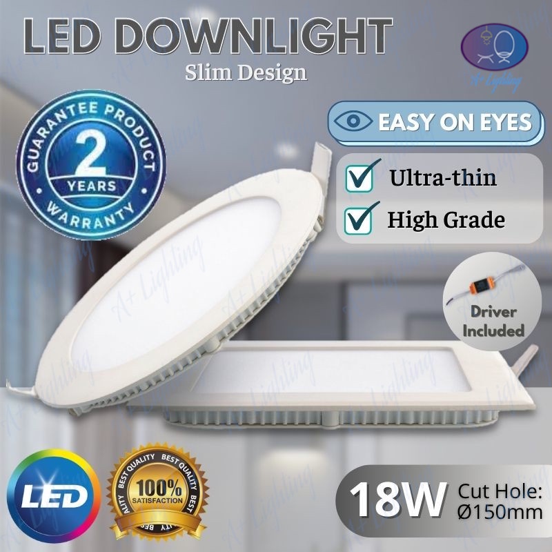 [2 Year Warranty] 6" 18W LED DOWNLIGHT PANEL LIGHT PLASTER CEILING LAMP LAMPU SILING BULAT 6 INCI