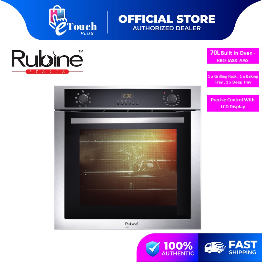 Rubine Built In Oven 8 Functions 3 Layers Glass Door (70L) RBOIA8X70SS Shopee Malaysia