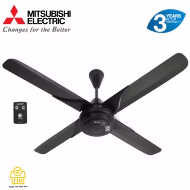 Mitsubishi C56 Rq4 P 56 Inch 4 Blade Remote Ceiling Fan Black