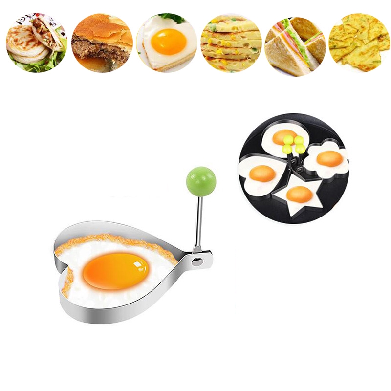 Lifeyz 4-Style Kitchen Cooking Fried Stainless Steel Love Omelette Mould Heart Pancake Egg Shape Ring Model Poach Mould Kits Tool by Lifeyz 