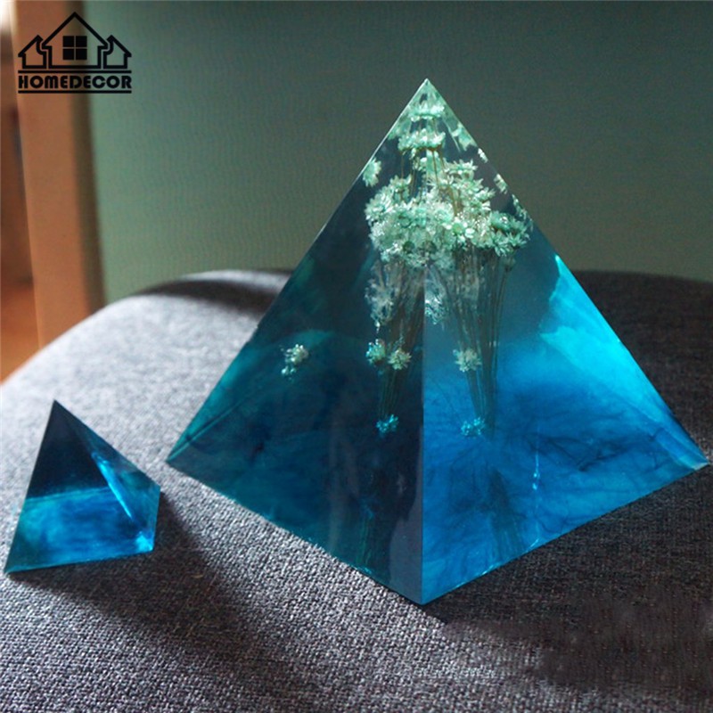 Hainter Large Resin Molds Pyramid Silicone Mold Jewelry Epoxy Resin Mould for Color Cream Dried Flower Resin Silicone Molds 15CM for DIY Pyramid Ornament 