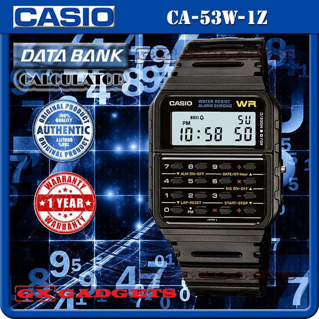 Casio Data Bank Ca 53w 1 Calculator Digital Watch Dual Time