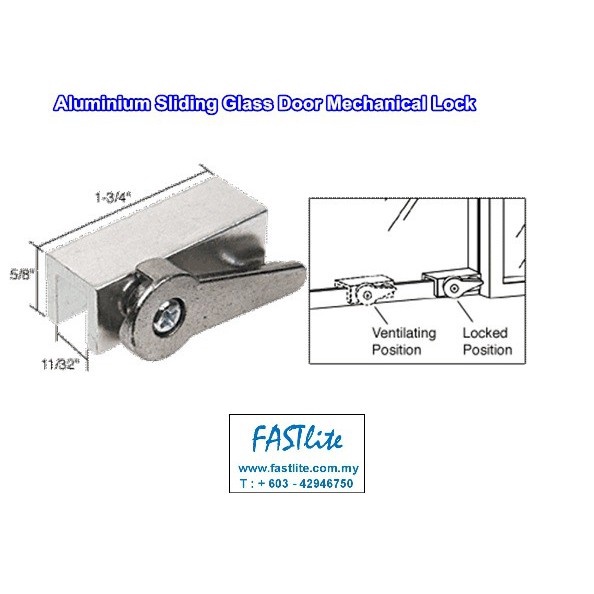 Sliding Aluminium Glass Door Stopper/Lock (on sliding DIN Rail