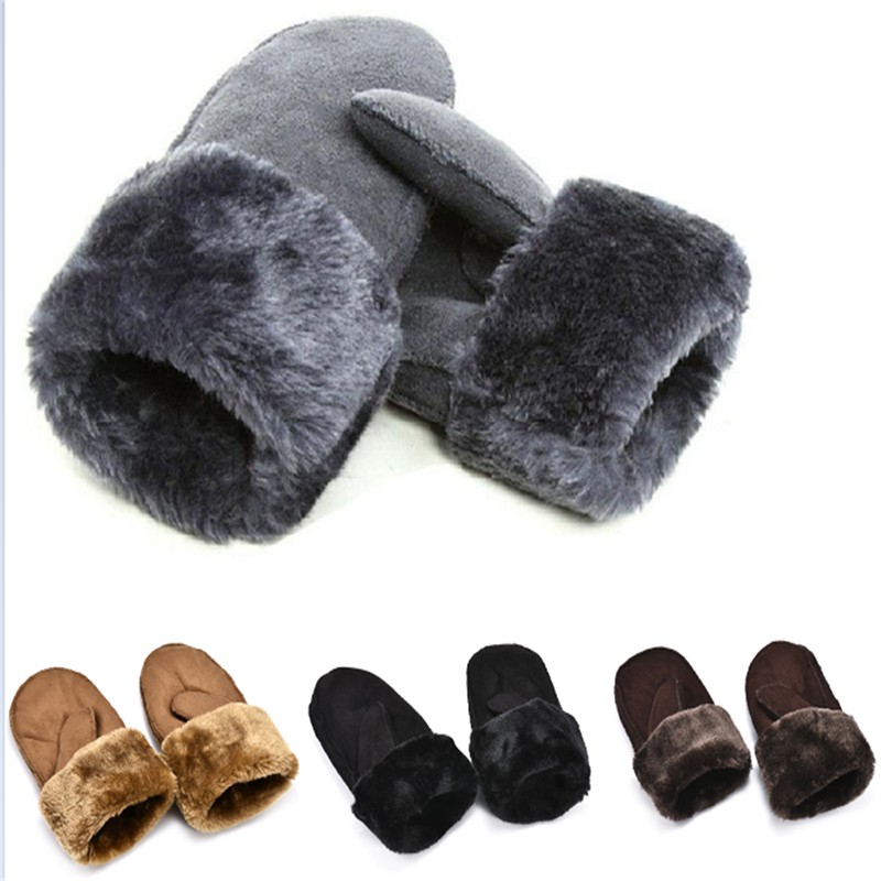 leather mittens with fur trim