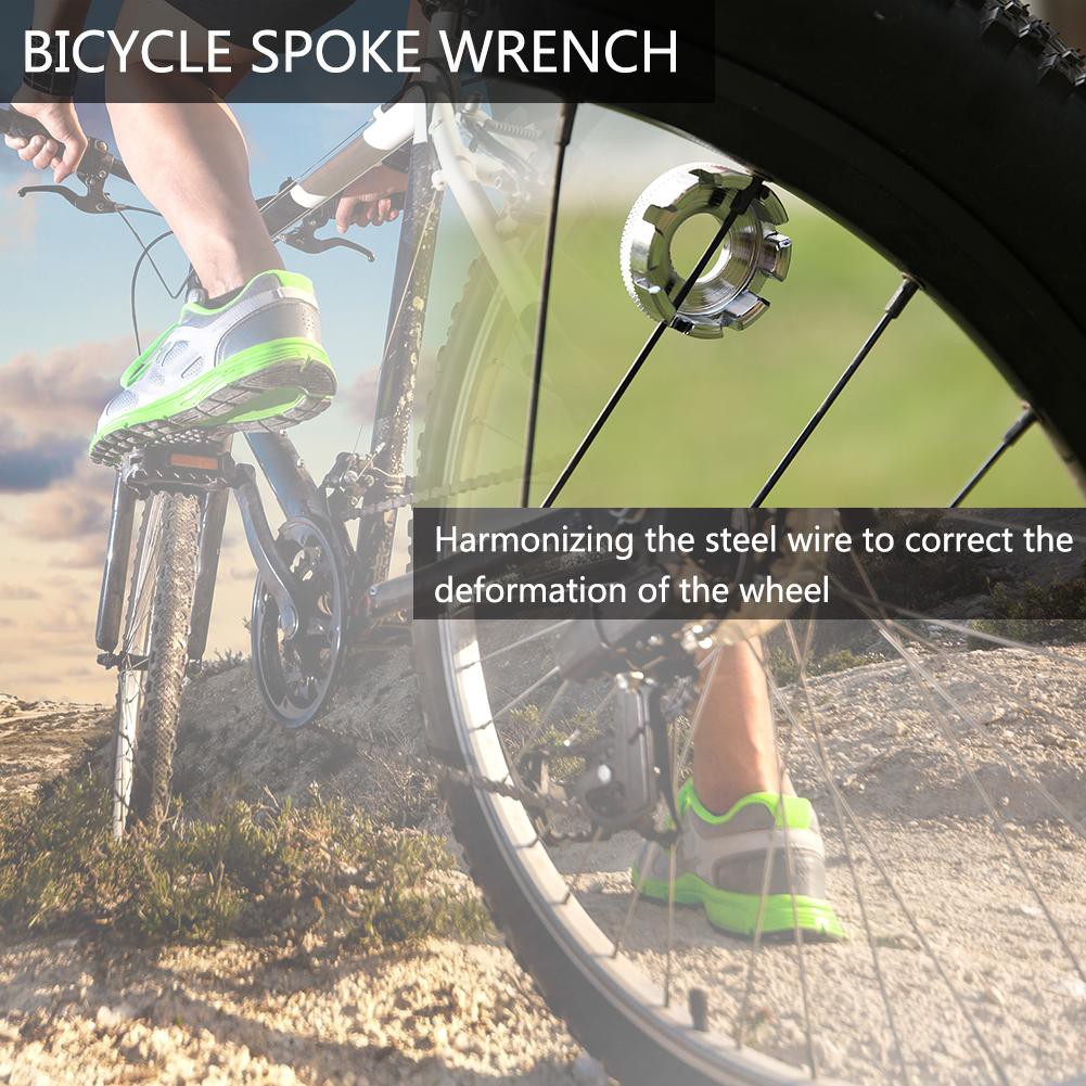 Portable Bike 8 Way Spoke Nipple Key Wheel Rim Spanner Cycling Wrench Bicycle Repair Tool Adjustable Spanner Silver